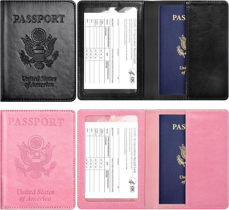 Eoehro Passport Holder for Travel Essentials-2Pack, Passport Wallet Cover Case for Travel Must Haves Accessories,Passport Book Holders for Women and Men - Image 2